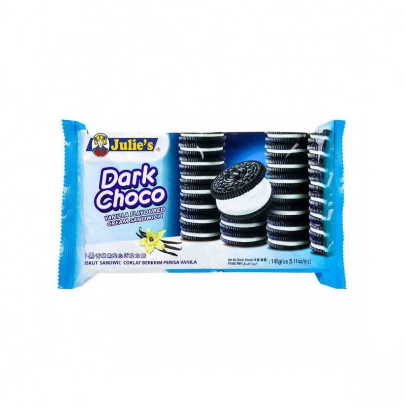 Julie's Dark Choco Vanilla Flavored Cream Sandwich 145g