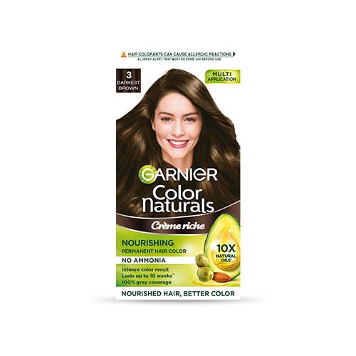 Garnier Color Naturals 3 Darkest Brown 70ml+60g+25g